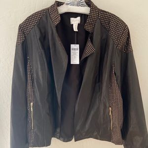 Chicos Studded Faux Leather Jacket